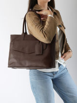 Leather Flandres Business Bag With 15" Laptop Sleeve Leather Etrier Black flandres EFLA823B-vue-porte