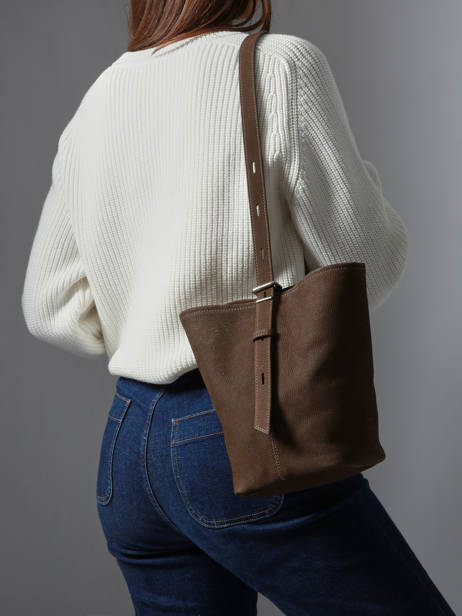 Sac Porté épaule Sac à Dos S Cavalier Nubuck Cuir Etrier Marron cavalier nubuck ECAN126S vue secondaire 2